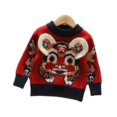 China Anti-pilling hot sale children's sweater the year of Tiger Knitted Pullover Customize Logo printed embroidery sweater kids for sale