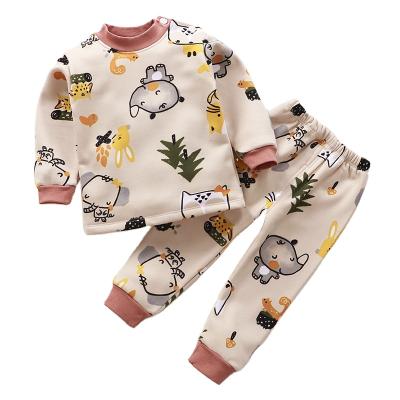 China Casual Wholesale Cartoon Printed Pajamas Kids Family Party Outfits Soft Spring Autumn Winter Pajamas Set Children Sleepwear for sale