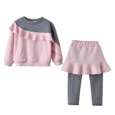 China Wholesale Casual Babies Sweatshirt Jogger Set Logo Print Girl Clothes Set Custom Made for sale