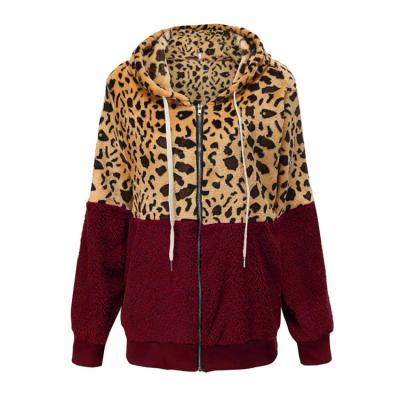 China Top Fashion Design Breathable Warm Leopard Sweatshirts Top Quality Leopard Loose Stitching Hoodie for sale