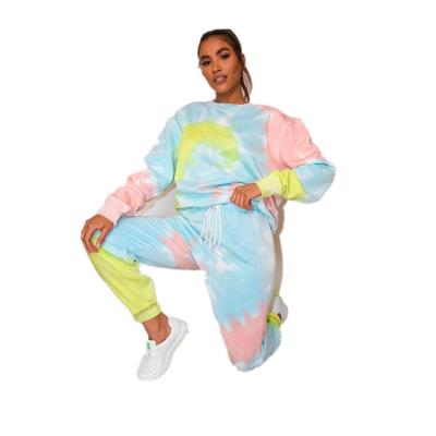 China Factory Price Streetwear Pullover Sweatshirt Hoodies QUICK DRY Oversized Jogger Set Tie Dye Hoodie Sweatpants for sale