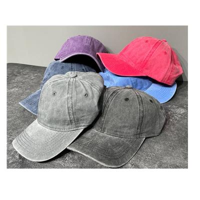 China COMMON Wholesale Vintage Washed Denim Cotton Plain Baseball Cap Distressed Unisex Hip Hop Hats for sale