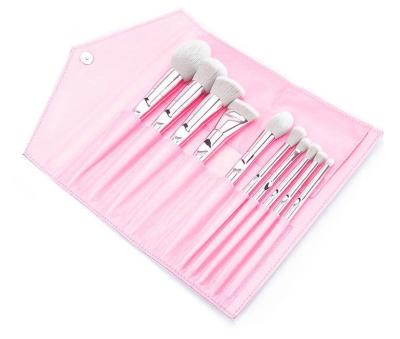 China Angular Blush 10pcs Makeup Set Brush 2 Color Cosmetic Brush Kit Customize Private Label Brush for sale