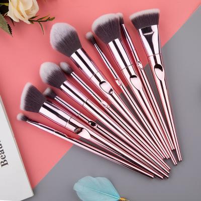 China Angular Blush Golden Rose Handle Foundation Brush Set Makeup Brushes for sale