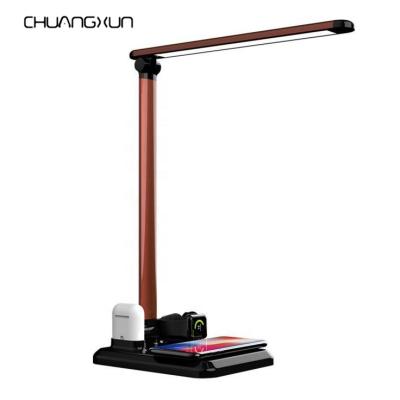 China New Design HOME LED Desk Lamp Foldable Wireless Charger Stand 4 in 1 Qi Fast Charging Station Table Lamps for iPhone Iwatch Airpods for sale