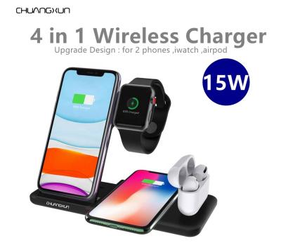 China 2020 New Trending Product Wireless Fast Charging Upgrade Qi 18w 15w 10w Wireless Charger Portable 4 in 1 3 in 1 Charging Station for Airpods iPhone and iwatch pro for sale