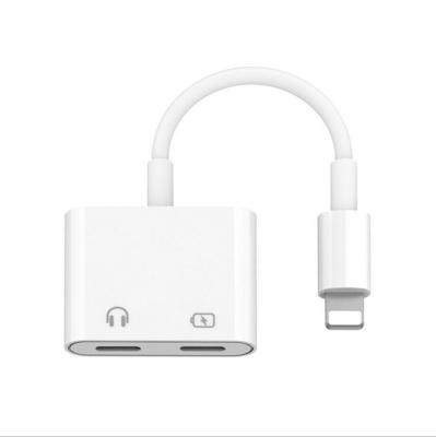 China New 2021 durable for apple headphone audio splitter with charging dual 8 pin aux adapter. cable for iphone 12 11 X 8 7 for sale