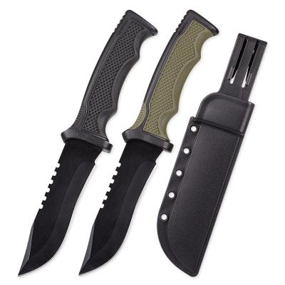 China Comfortable rubber plastic military tactical knives handle combat self-defense outdoor camping survival knife military tactics tools equipment for sale