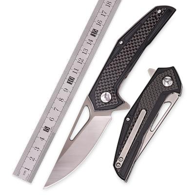 China Fine Black Outdoor Survival Knife Pocket Folding Handle Carbon Fiber Tactical Enforcement Knife for sale