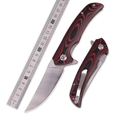 China Fine Red Black Handle Group of Ten Folding Pocket Knife D2 High Carbon Steel Self-Defense Steel Pocket Knife for sale