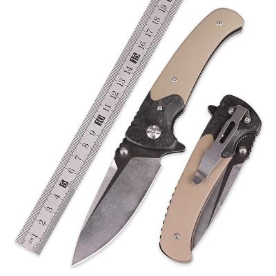 China Fine Workmanship OEM LOGO Custom Group of Ten Handle Folding Knife Men Tactical Washing Blade Stone Pocket Knife for sale