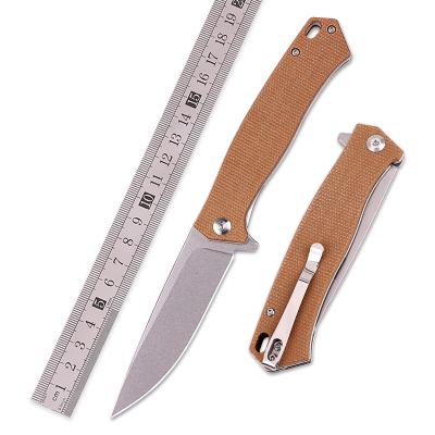 China Comfortable feeling 2022 new Micarta handle pocket knife camping EDC fruit non-slip outdoor folding knives with key hole chain device for sale