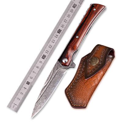 China Handmade Exquisite Handmade Knife EDC Damascus Self-Defense Folding Portable Tactical Hunting Knife Steel With Sheath for sale