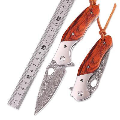 China Customization XINBIGO 2022 Manual Damascus Knife Handmade Camping Exquisite Steel Folding Hunting Knife With High Grade Wood Handle for sale