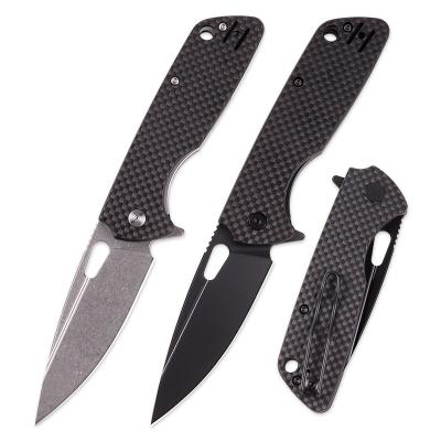 China High End Grade D2 Steel EDC Folding Pocket Knife Group of Ten Carbon Fiber Material Handle Outdoor Camping Self Defense Survival Knives for sale