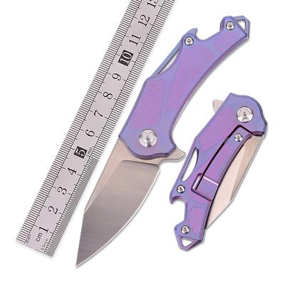 China High Quality Multifunctional Titanium Portable Survival Knife Self Defense Key Blade EDC M390 Mini Purple Pink TC4 Multi Tool With Titanium Alloy Clip for sale