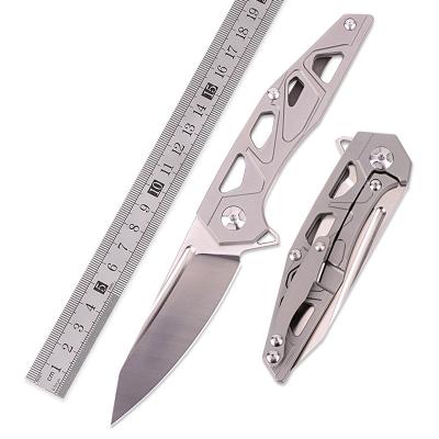 China Custom Exquisite Sharp CNC Hollowed Survival Titanium Steel Army Steel Blade Knives D2 Pocket Folding Handle Alloy Tactical Military Knife for sale