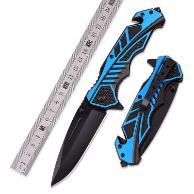 China 2022 New Design Metal Aluminum Alloy Handle Folding Pocket Knife Camping Self Defense Survival Outdoor Knife With Rope Cutter Impact Scam for sale