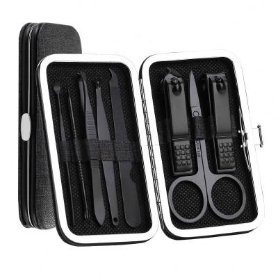 China Original Factory Hot Sale Stainless Steel+PU Nail Clippers Set Promotional 7Pcs Stainless Steel Nail Set Manicure for sale