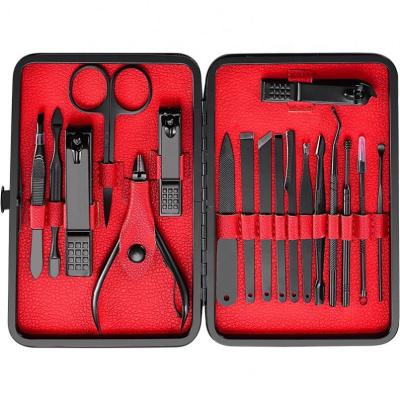 China High Quality Nail Art Tool Black Nail Clipper Beauty Nail Art Tool Set 7/8/10/15/18 Piece/Set Dead Skin Quickly Cut Nail Art Pedicure Set for sale