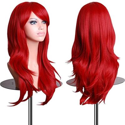 China EmaxDesign Swiss Lace Wigs 28 Inch Wavy Curly Cosplay Wig With Wig Cap And Comb (Red) for sale