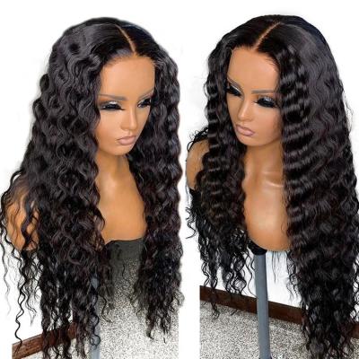 China Silky Straight Deep Wave Transparent Lace Frontal Wigs For Women Deep Curly Lace Front Human Hair Wigs for sale