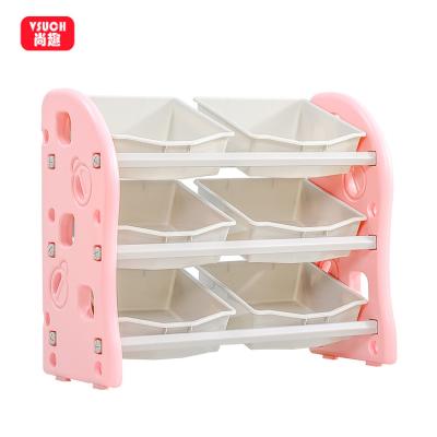 China Cartoon Kindergarten Toy Classification Kids Toy Cabinet Plastic Shelf for sale