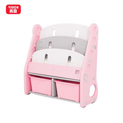 China Popular Plastic Portable Plastic Book Toy Shelf, Kids Children Bookshelf for sale