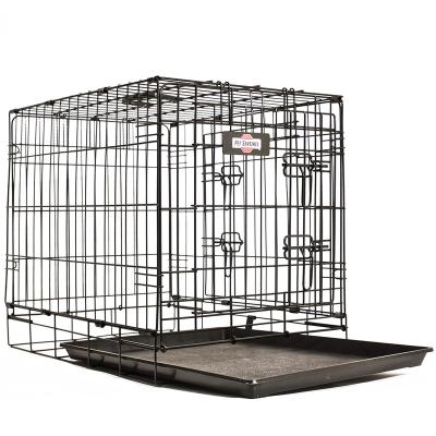 China Wholesale Breathable Cheap Multiple Cage Folding Metal Wire Waist Wire Dog Crate Foldable Pet Crate With Tray for sale