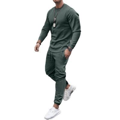 China Men's Breathable Sweater 2021 Fitness Solid Color Long Sleeve Running Slim Two-Piece Set Two Piece Set And Pants Sweater for sale