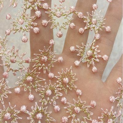 China Other 2021 new arrival high quality 3d flowers embroider dress making lace fabric for dress wholesale in low stock price for sale