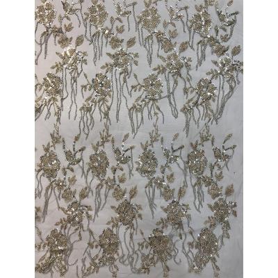 China Other New Arrival lquality Wedding Dress Lace Fabric Luxury Tulle Embroider Heavy Beaded Order Bridal Lace Fabric for sale