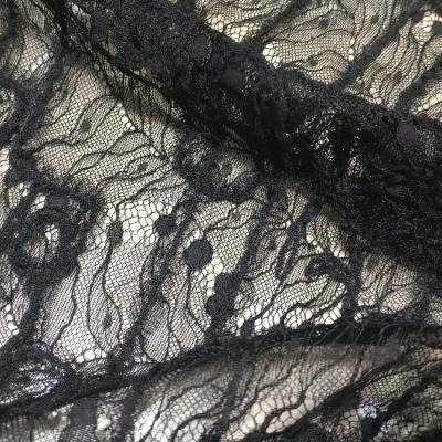 China Other 2020 New Fashion Black Indian Bridal Lace Fabric Embroidery On Lace Fabric For Dress Dress for sale