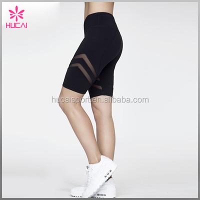 China High Quality Custom Made Antibacterial Biker Shorts Mesh Tights Gaiters Shorts Yoga Fitted Compression Pants For Women for sale