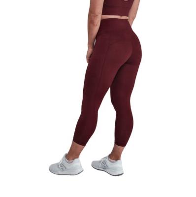 China Wholesale Antibacterial High Waisted Yoga Pants Plus Size 5 XL Sunset Burgundy Gym Gaiters for sale