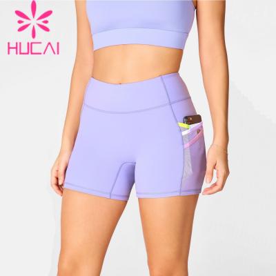 China OEM Breathable High Quality High Waist Fitted Performance Yoga Women Running Shorts With Pocket for sale