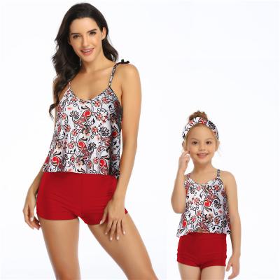 China Parent-child breathable European and American conservative print swimwear for sale