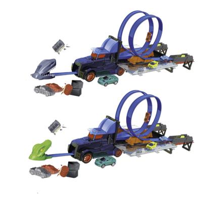 China Assemble Toys Catapult Car Toy Shark Launcher Racing Car High Speed ​​Track Toys Set With 8 Track Cars for sale