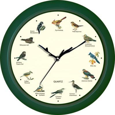 China Personalized Customization 10 11 12 13inch Amazon Wooden German Japanese American Bird Sound Clock for sale