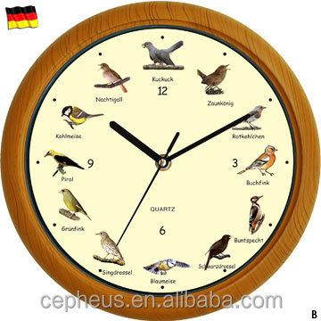 China Europe 10Inch Cheap Bird Child Sound Wall Clock for sale