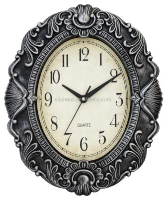 China Luxury Antique Style Brand Plastic Wall Clock With Oval Shape for sale