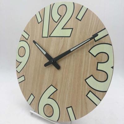 China LUMINOVA 13Inch MDF Digital Pendulum Led Wooden Luminous Wall Clock for sale