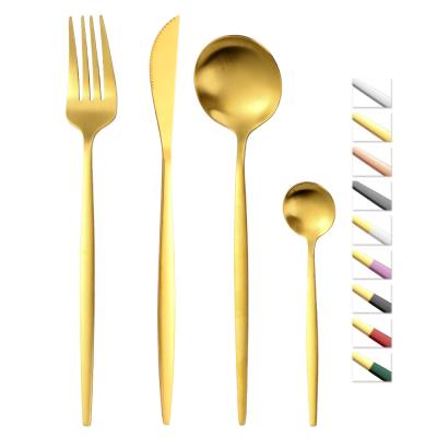 China Durable Modern Matte Stainless Steel Copper Silverware Metal Gold Cutlery Set Wedding Flatware for sale