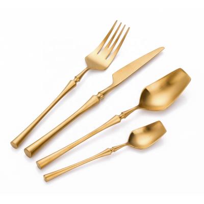 China Viable Style Thin Size Flatware Pvd Matte Stainless Steel Gold Coating Cutlery Set for sale