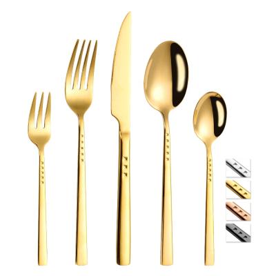 China Sustainable Cutlery Set Wholesale Silver Eco Friendly Reusable Cutlery Set Rose Gold Flatware for sale