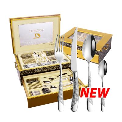 China Sustainable OEM 72pcs Cutlery Set 18/0 Stainless Steel Silverware Flatware Set With Wooden Gift Box for sale