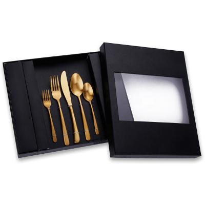 China Sustainable Cutlery Box Packing Gift Stainless Steel Gold 30 20 Piece Flatware Set for sale