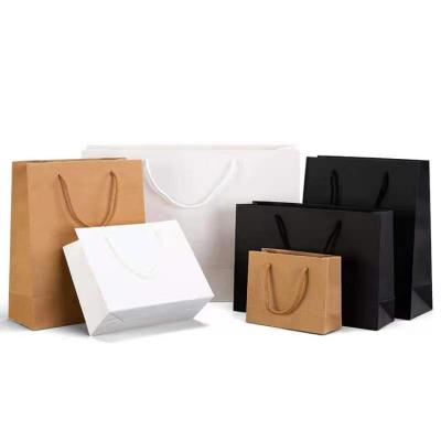 China Biodegradable in Stock Biodegradable Color Rose Black White Kraft Paper Bag with Flat Handle for sale