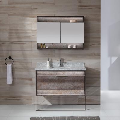 China Best Selling Modern Environmental Brown Bathroom Cabinets With Led Mirror For Bathroom for sale