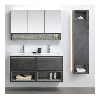 China New Design Fame Environmental Modern Luxury Melamine Modern MDF Style Ojans Double Sink Long Bathroom Vanity for sale